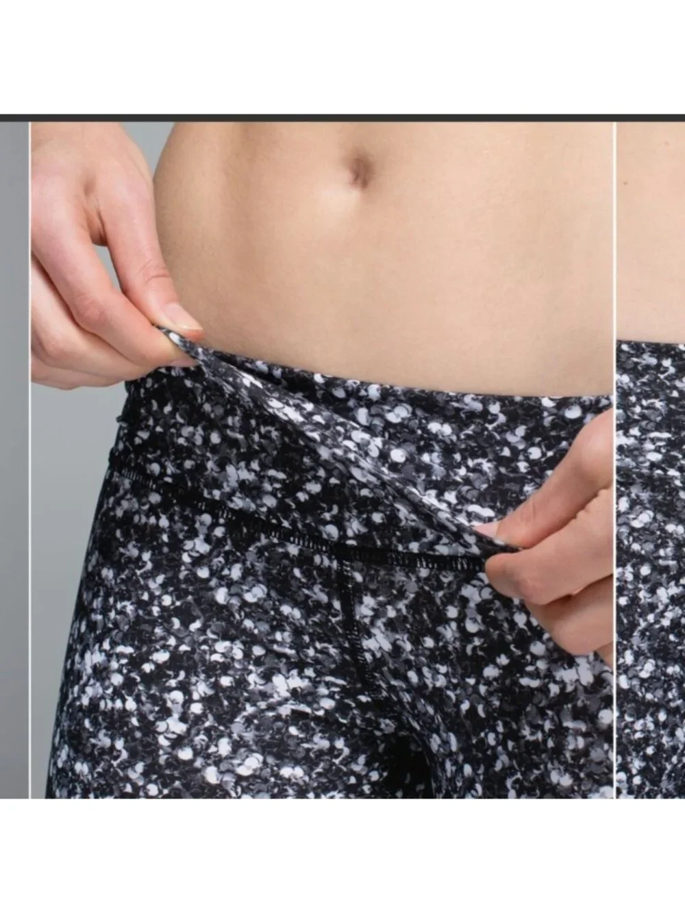 Lululemon Shine Tight (Roll Down) Shimmy Shimmer Black White